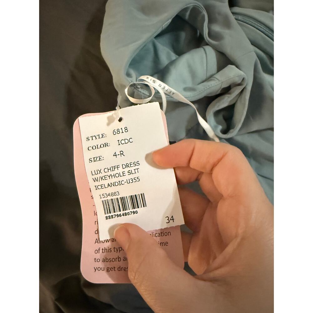 NWT After Six SLEEVELESS CHIFFON DRESS WITH DRAPED FRONT SLIT Size 4 Regular - Picture 7 of 11